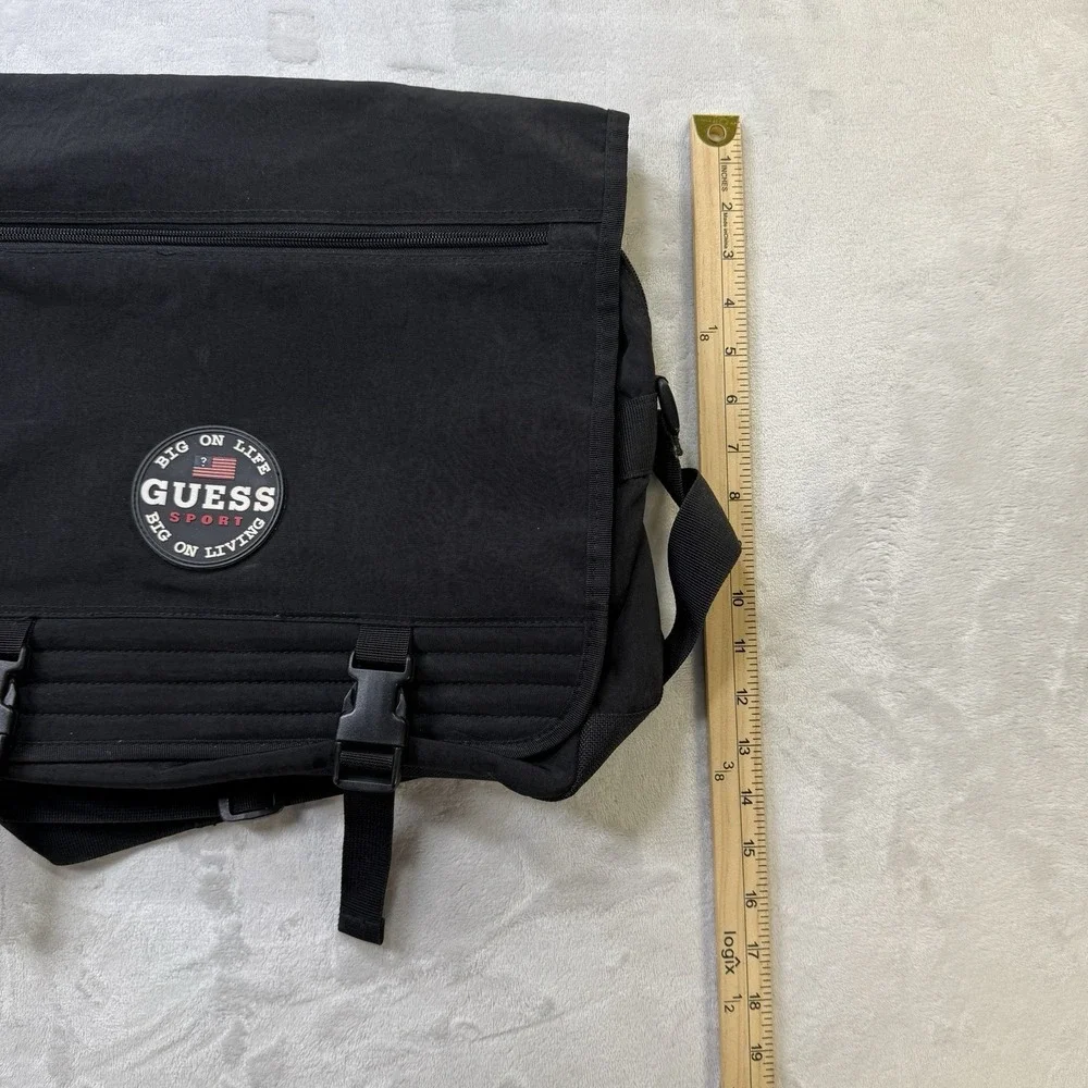 Vintage Guess Sport Messenger Bag Black Crossbody Laptop Book‎ Bag Y2K